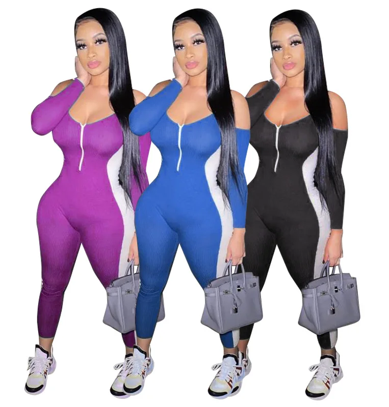 

B35318A 2020 In stock Sexy women winter cut out hollow out clubwear jumpsuit