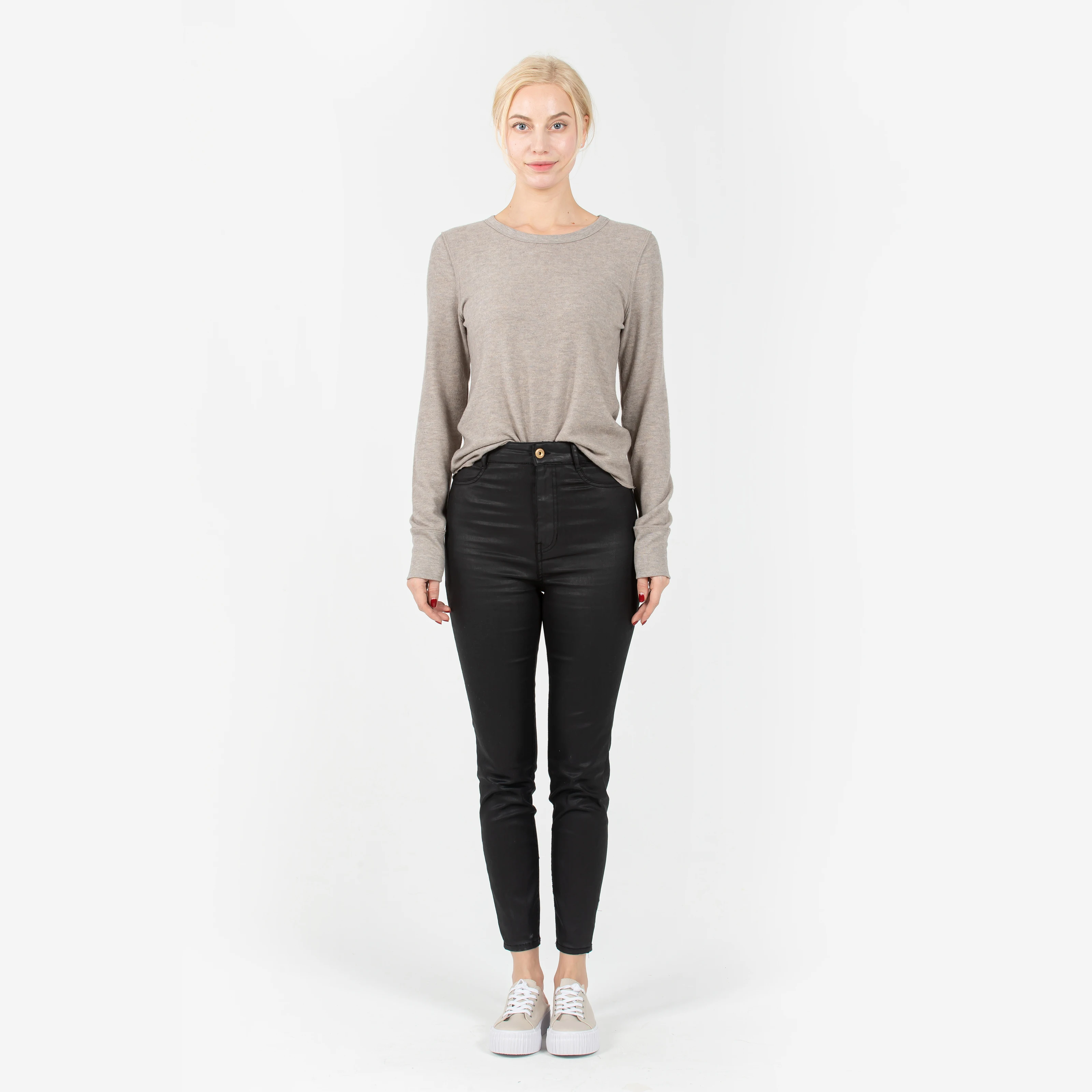 

Fashion Contrast Cute Woman Casual Plain Long Sleeve Women Sweaters Pullovers
