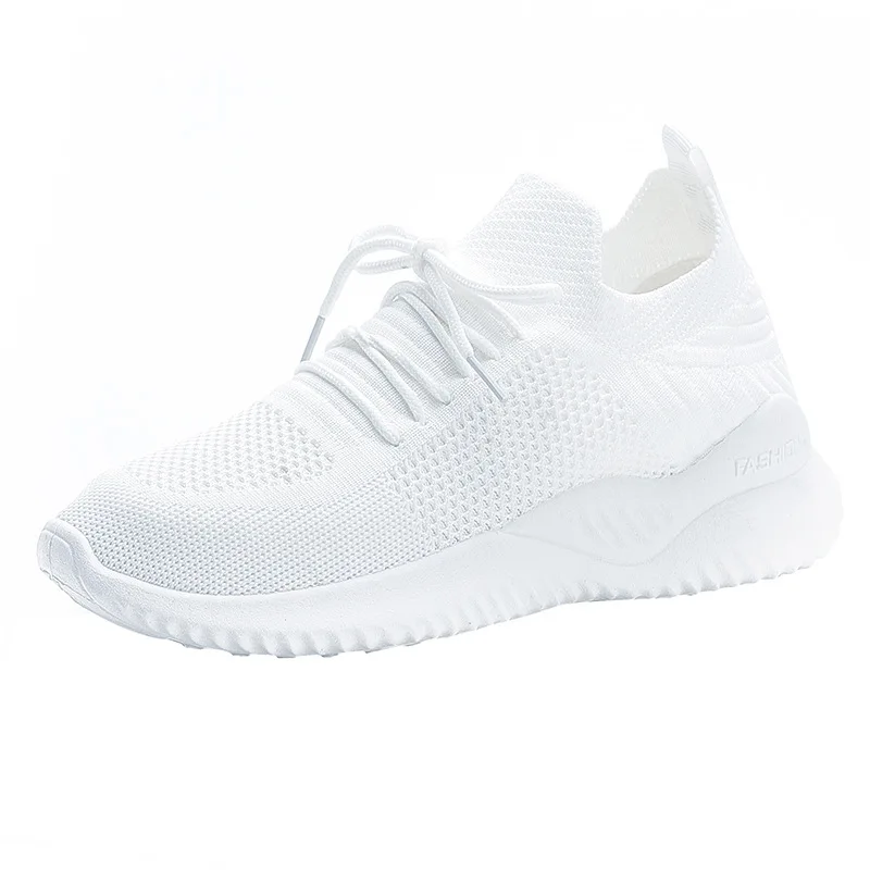 

2021 female flying woven mesh shoes ladies sports casual shoes white shoes women