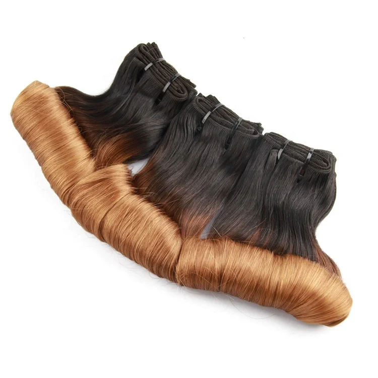 

New Arrival Super Double Drawn Funmi Ombre Bouncy Curl New Color Magic Curl Brazilian Human Hair
