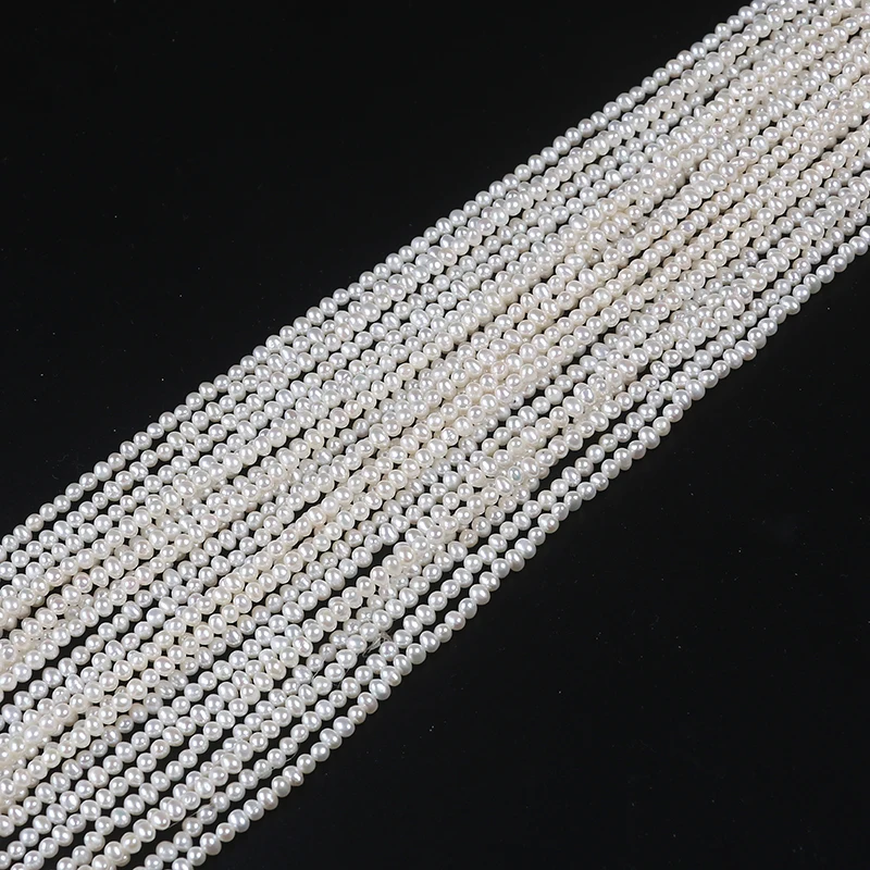 

Wholesale White 3.5-4mm Potato Shape Freshwater Loose Pearls Strand