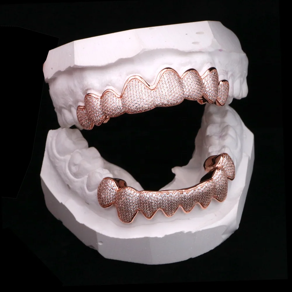 

Mister Jewelry Italy Sterling Silver 925 Personal Custom Shiny Iced Out Hip Hop Grillz Teeth, Yellow gold /white rhodium/rose gold