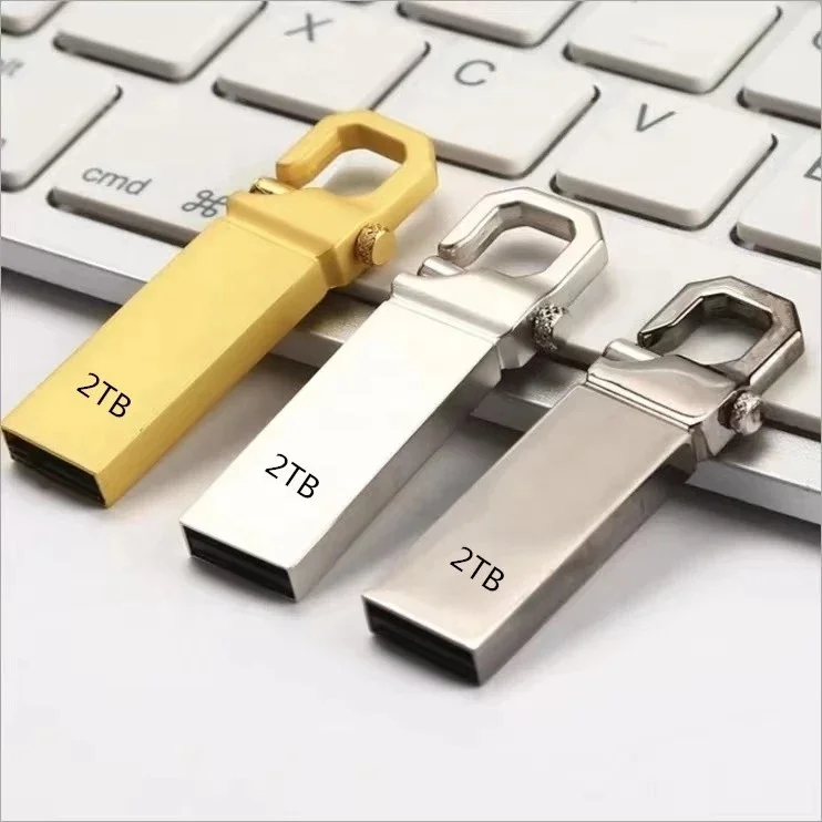

High Speed USB Flash Drive 32GB-2TB USB 2.0 2TB Disk External Storage Memory Stick Car Keychain Deco, Grey/gold/silver