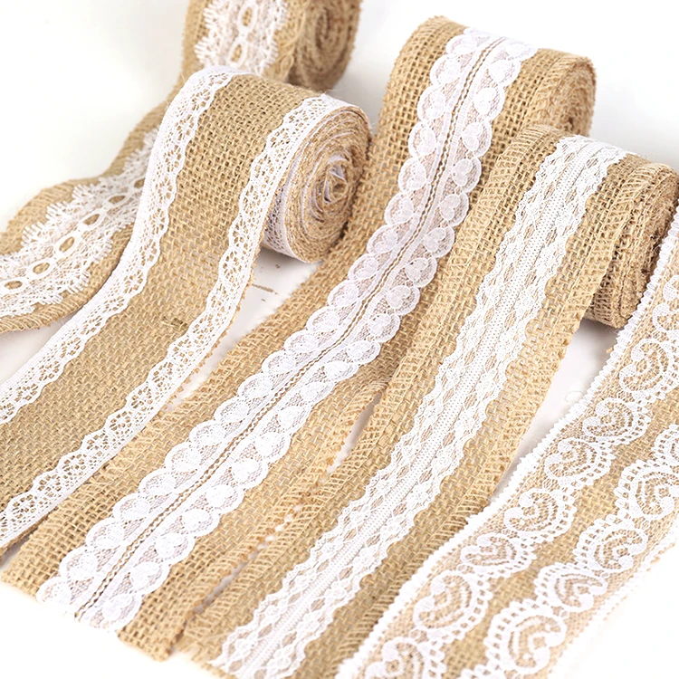 Wholesale 2 Inch White Lace Jute Trim Satin Lace Decorative Jute Burlap ...