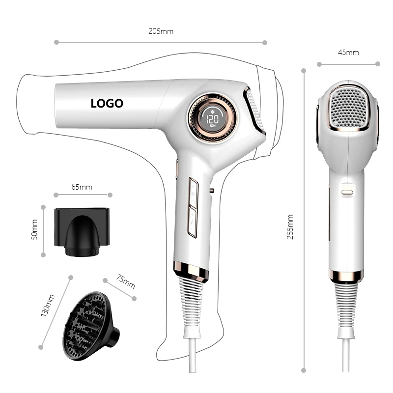 

Professional Hair Dryer LCD Display with 3 Speed Setting BLDC Hair Blow Dryer with Negative Ionic