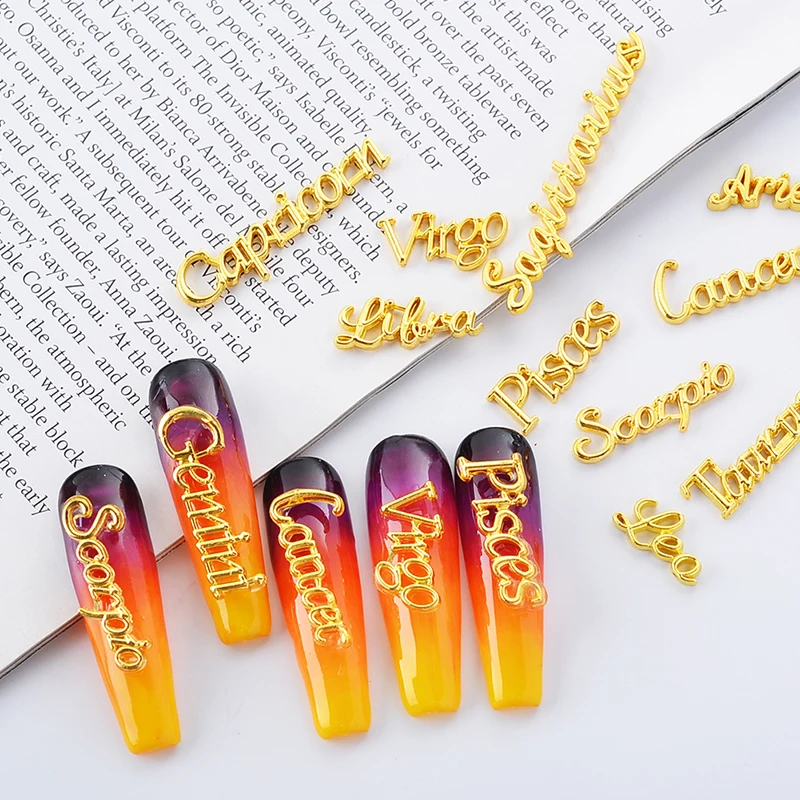 

Constellations A Lot Luxury 3D Gold Metal Letter Nail Art Charms For Nails Supplies, Colorful