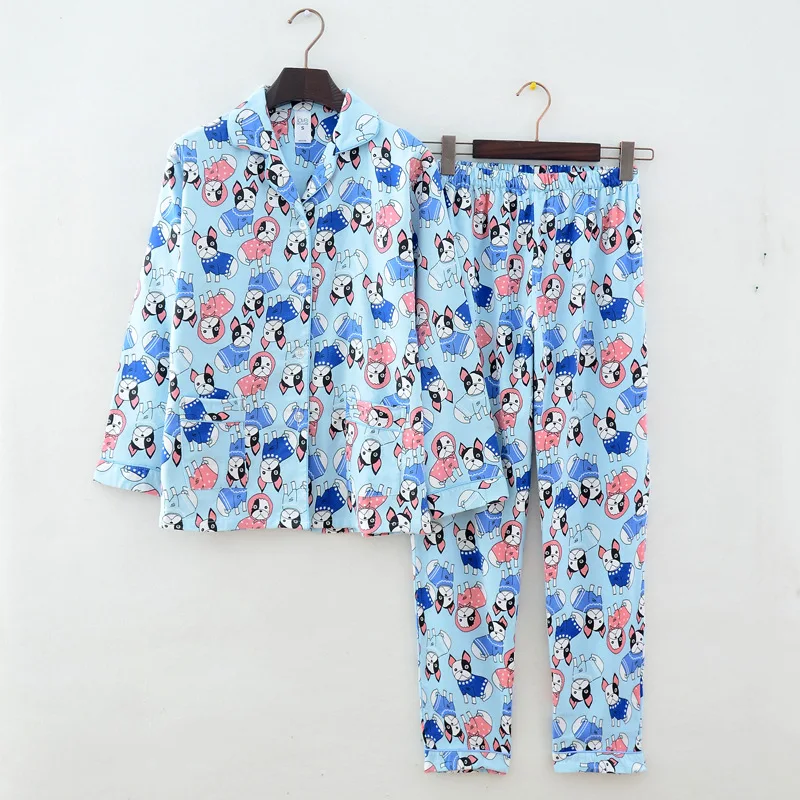 

Women's Sleepwear Women 2 Pieces Cartoon Pajamas Sets Womens Button Down Shirts With Pants 2 Pcs Cotton Pajama Set Clothes