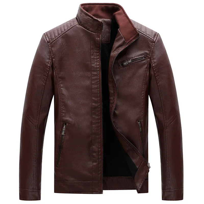 

New Arrival Men's High Quality Fashion Design Shell Material Pu Leather Jacket Motorcycle Leather Jacket For Men Jacket Male, Black,red,khaki