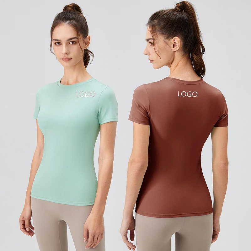 

XW-32238 New Design Short Sleeve High Elasticity Fitness Breathable Gym Workout Top Gym Yoga Women Tops