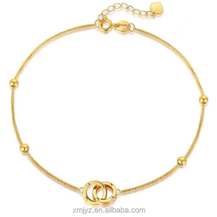 

Certified 18K Rose Gold Double Ring Starry Bracelet Female Au750 Color Gold Double Buckle Golden Balls Chopin Wholesale