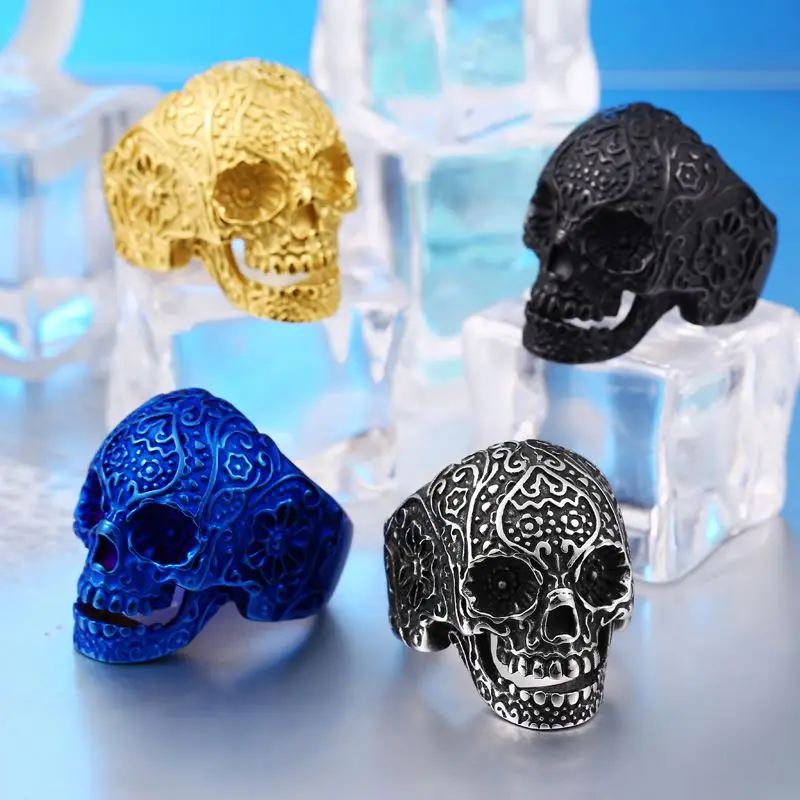 

Punk Cool style Skeleton Jewelry Fashion Men Titanium Steel Skull Ring For Man