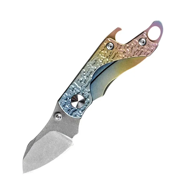 

Outdoor Survival Folding Camping Multifunction Mini Pocket Knife Titanium Alloy Folding Pocket Knife, Silver