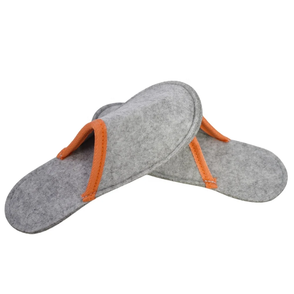 

Customized Logo Style Hotel Use Non woven Felt Slippers women Close Toe hotel felt slipper, Grey