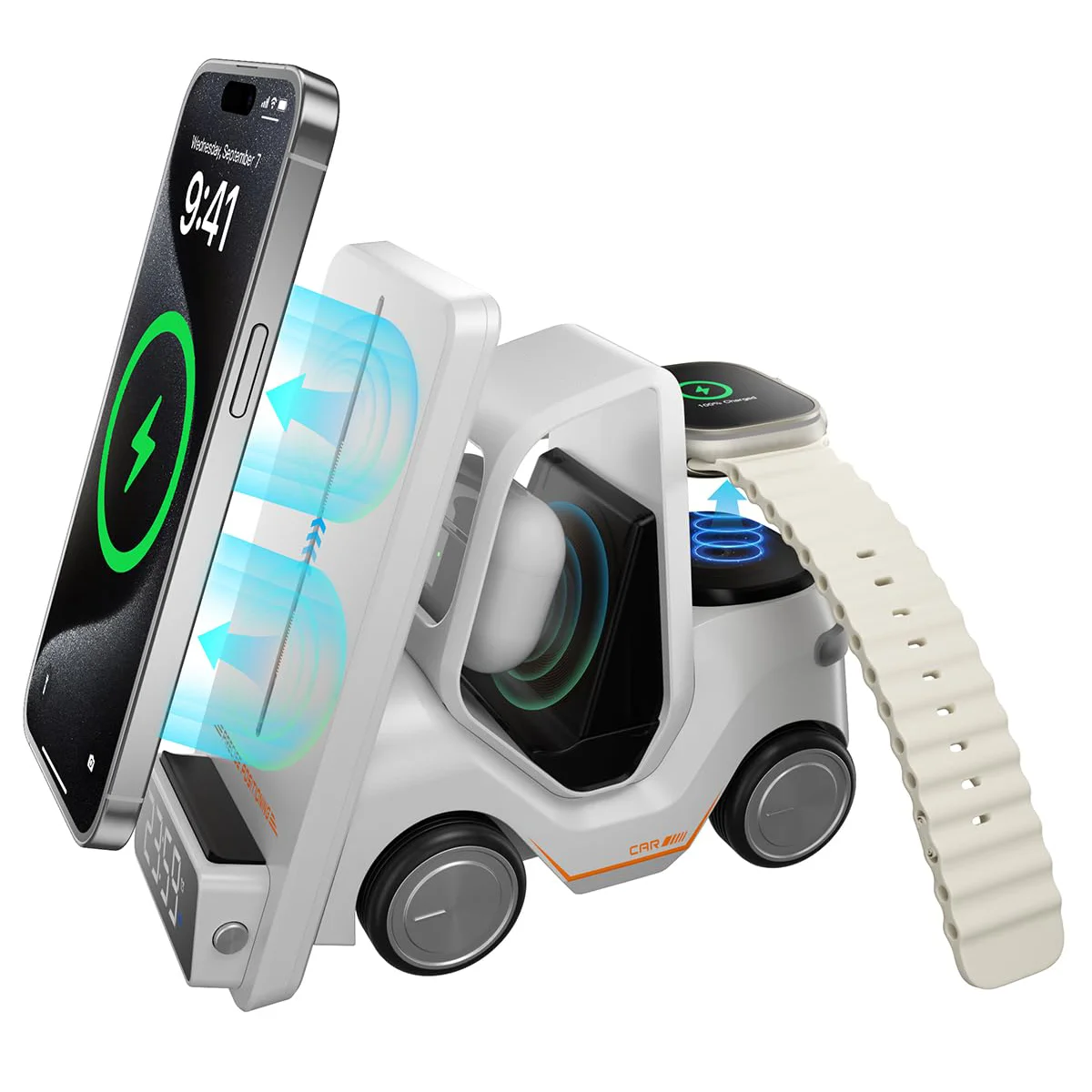 

New Design Forklift Wireless Charger 3 in 1 Phone Wireless Charger for iPhone Earphone Watch