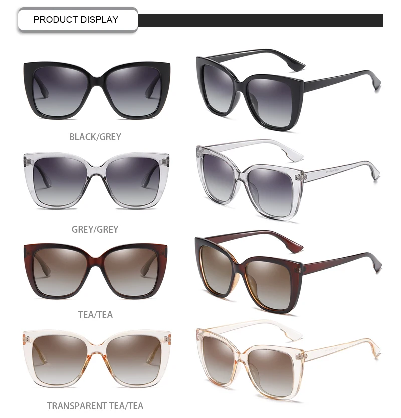 Stylish Transparent Frame Custom Logo Polarized Women Cat Eye Sunglasses