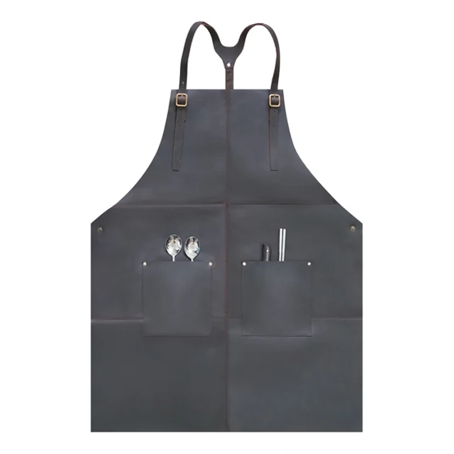 

TIDING England Style Designer Genuine Leather Kitchen BBQ Barber Chef Dark Brown Working Coffee Shop Barista Apron For Man, Blue,army green,coffee,