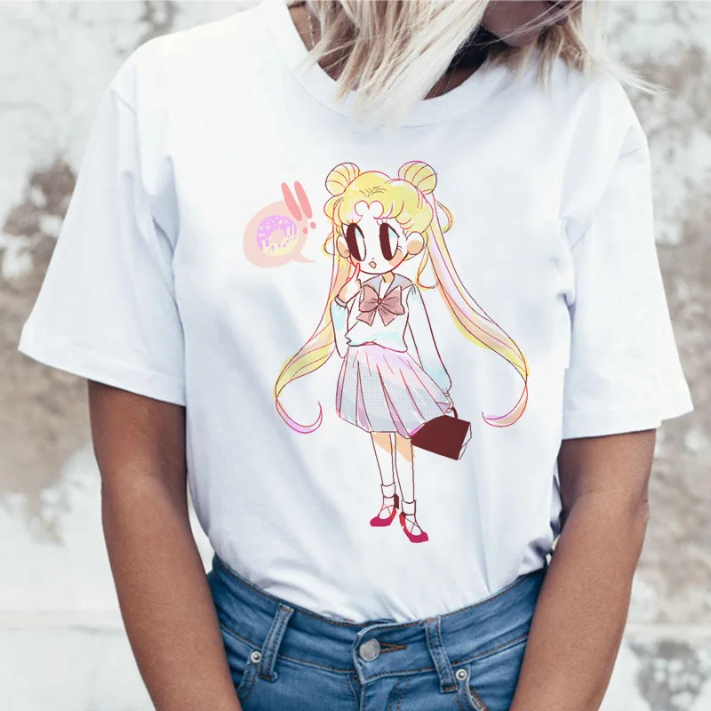 

Harajuku Sailor Moon 90s women t-shirts Graphic tops ladies Anime t shirt, Picture showed