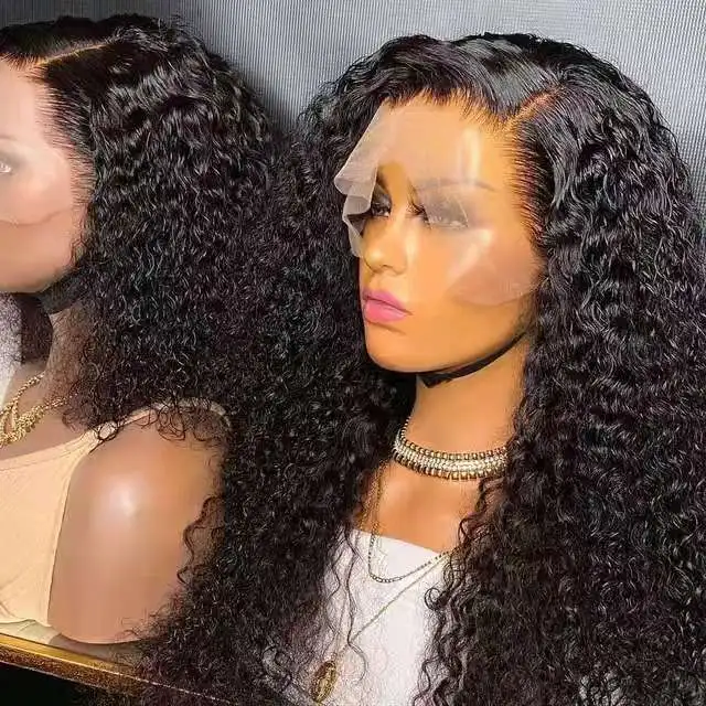 

Grade 12a virgin Human Hair Wig Transparent Lace frontal Raw Indian virgin unprocessed Deep Curly 13x4 lace wigs