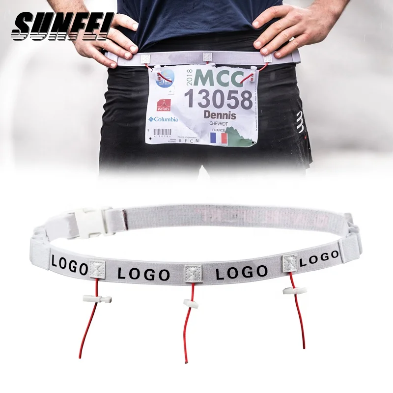 

custom logo race number belt Triathlon Race Belt Bib Holder with 6 Energy Gel Loops elastic adjustable running waist belts