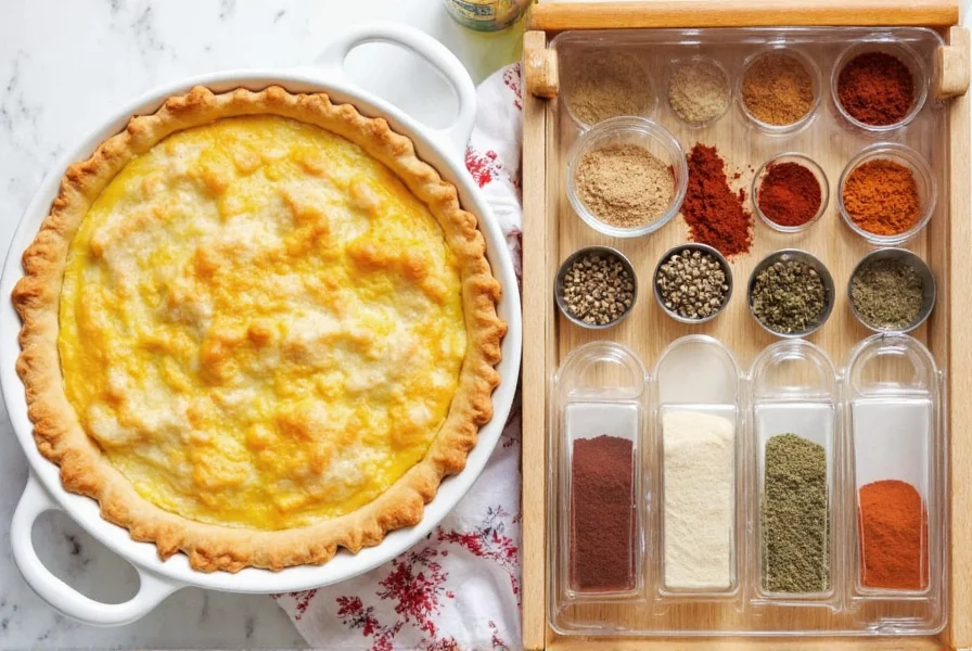 Pot pie with spice jars