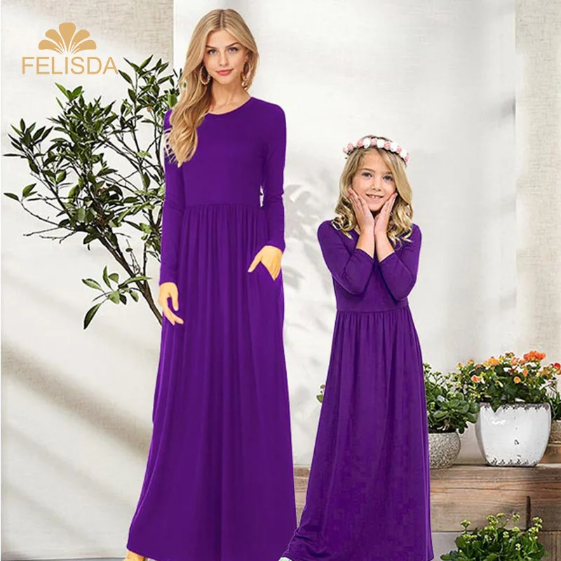 

Mother Daughter Dresses For Family Matching Clothes New Spring Summer Long Dresses Women Maxi Party Casual Dress