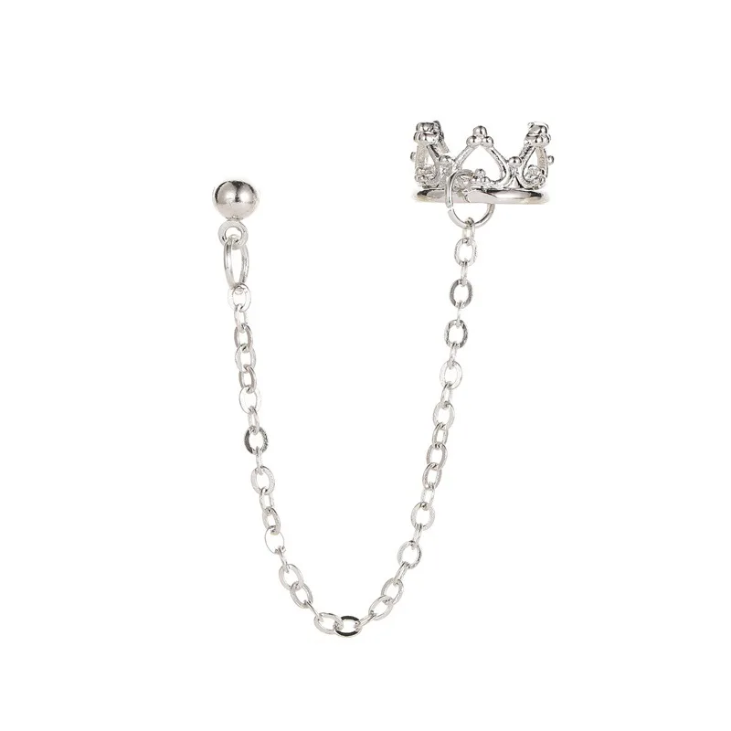 

Long style earrings non pierced Crown U-shaped ear clips Hollow out love retro earrings jewelry, As picture