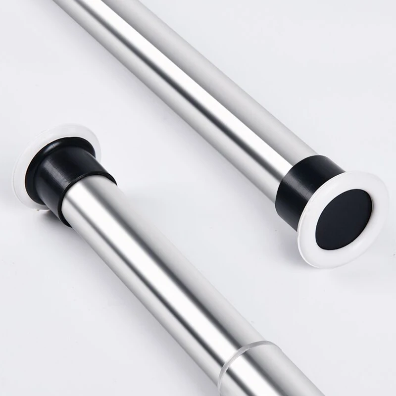 

Wholesale 1.1-1.6m Punch-free stainless steel shower curtain rod bathroom telescopic rod bedroom curtain rod, Sliver