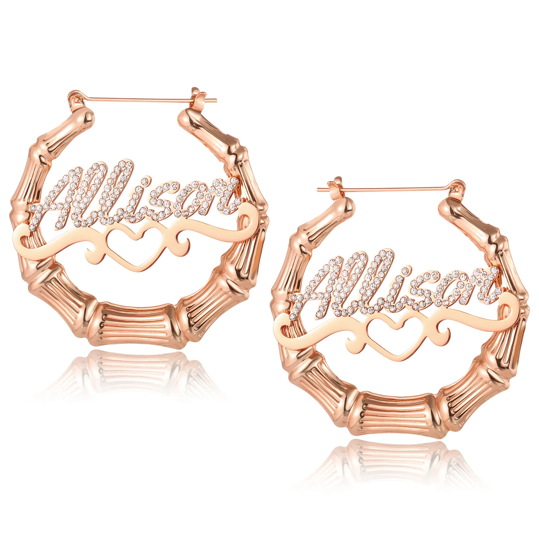

Personalized Bamboo Earrings Women's Trendy Stainless Steel Custom Name Gold Earring Design