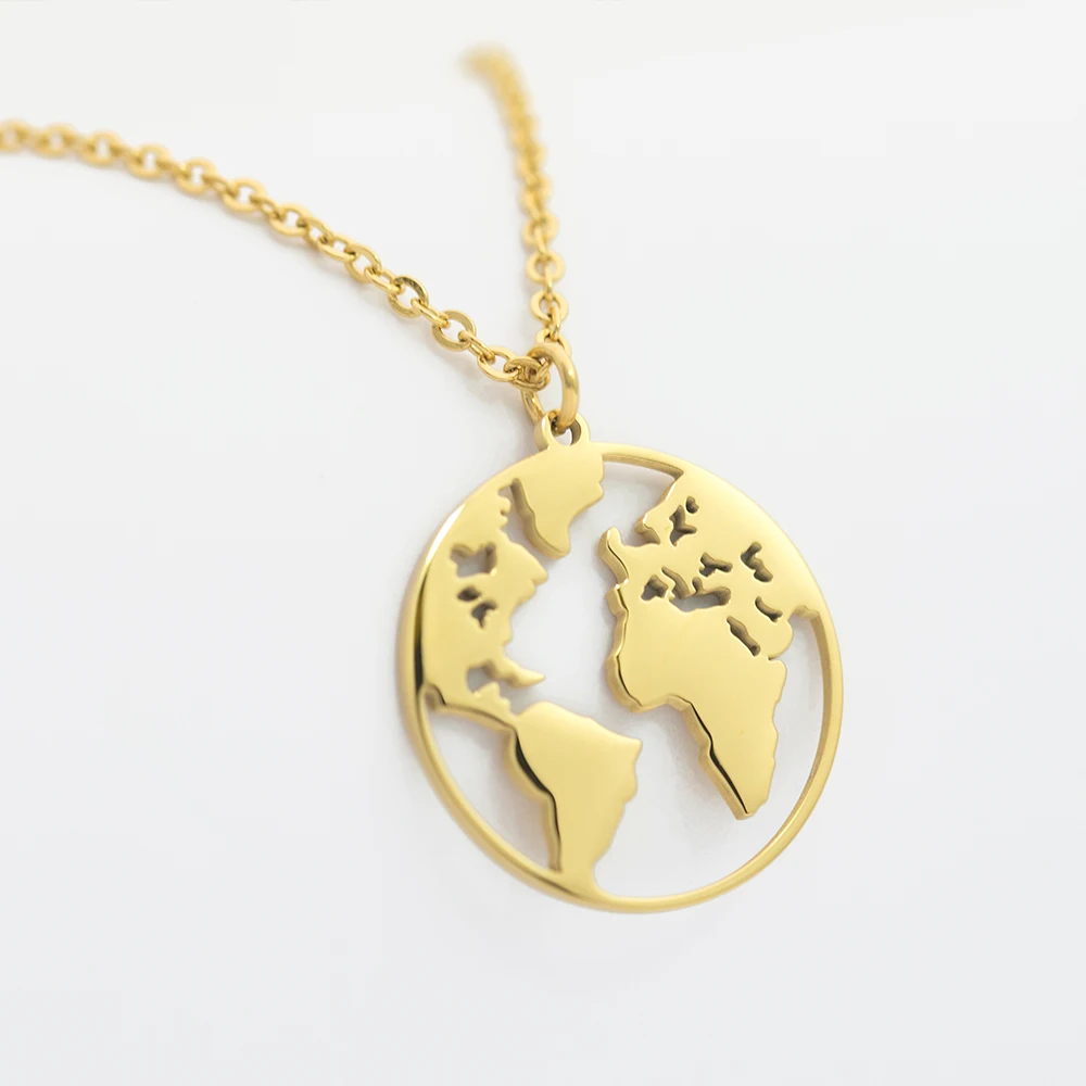 

Stainless Steel Bijoux Country Map Necklace Charms Gold Plated Jewelry World Map Pendant Necklace Accessories Jewelry Women, Steel/gold/rose gold and other
