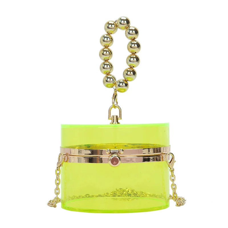 

Acrylic handbag box women girls shoulder crossbody bag metal chain candy color clutch purses, Clear