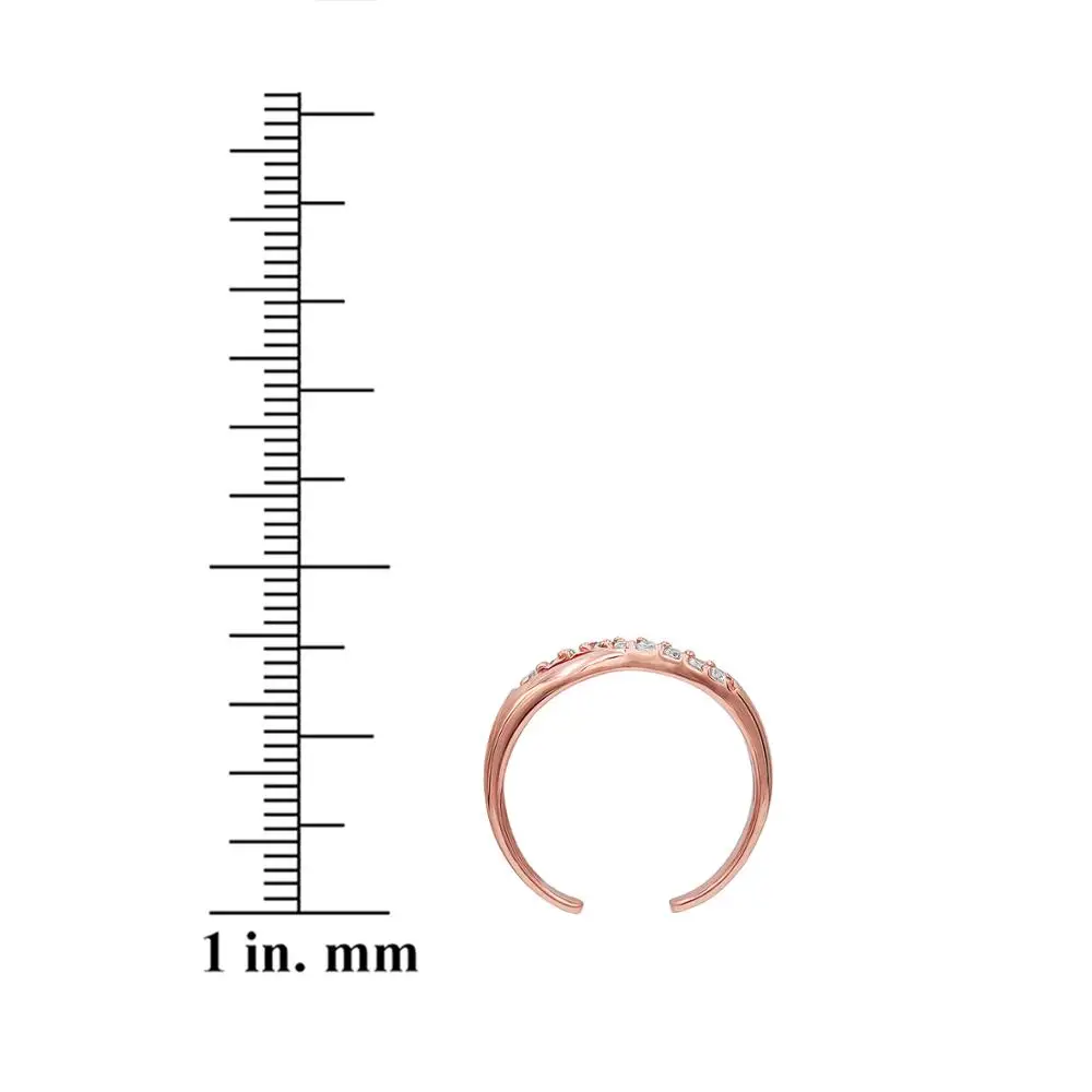 
Rose Gold Sterling Silver Adjustable Toe Ring with CZ 