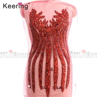

WDP-109 Keering new arrivals 2020 evening dress red rhinestone bodice applique