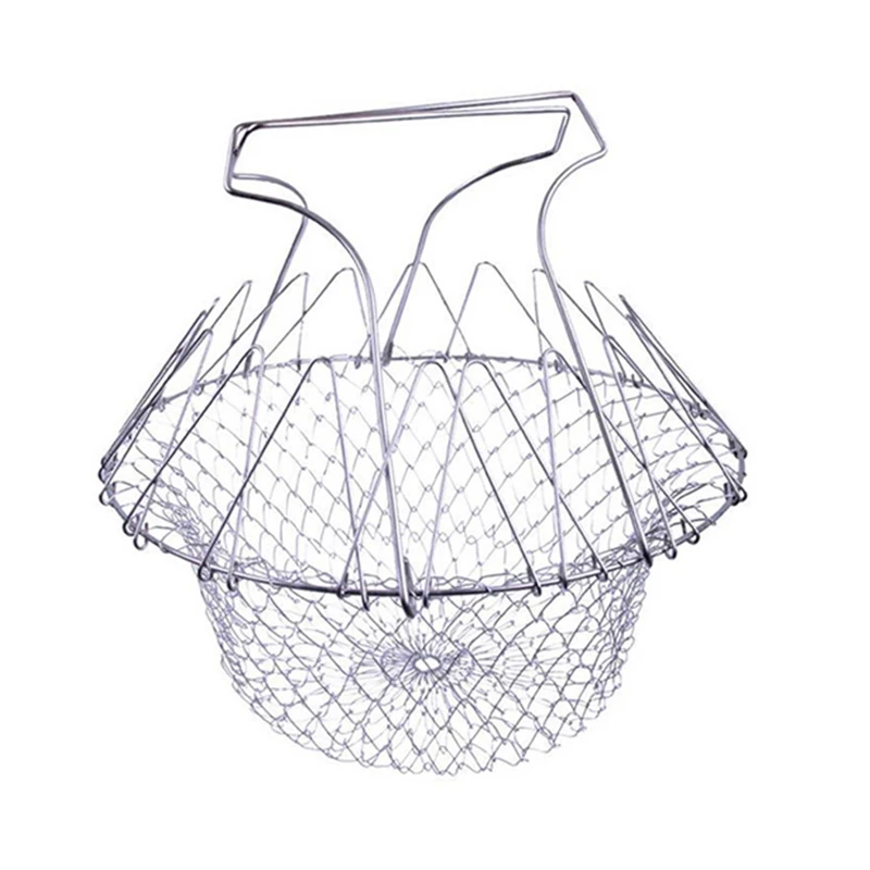 

Foldable Stainless Steel Frying Basket Folding Frying Basket Colander Sieve Mesh Strainer Kitchen Cooking Tools Accessories