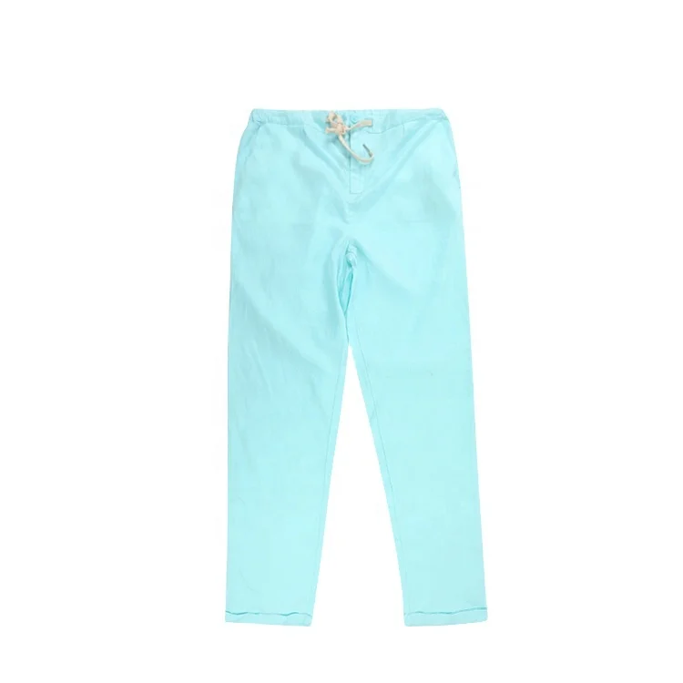 

New stylish solid color men zipper fly drawstring waist trousers pants casual cotton