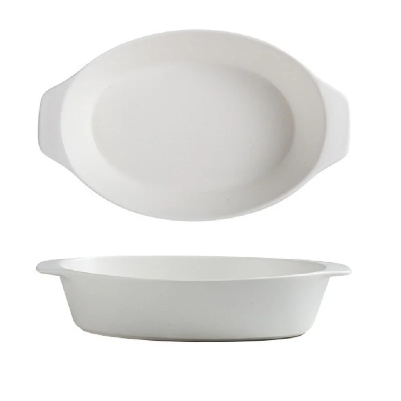 

household two-ear baking dishes dish 9.5-inch baking cheesecake ceramic Bakeware INS Western plate color glaze baking cutlery