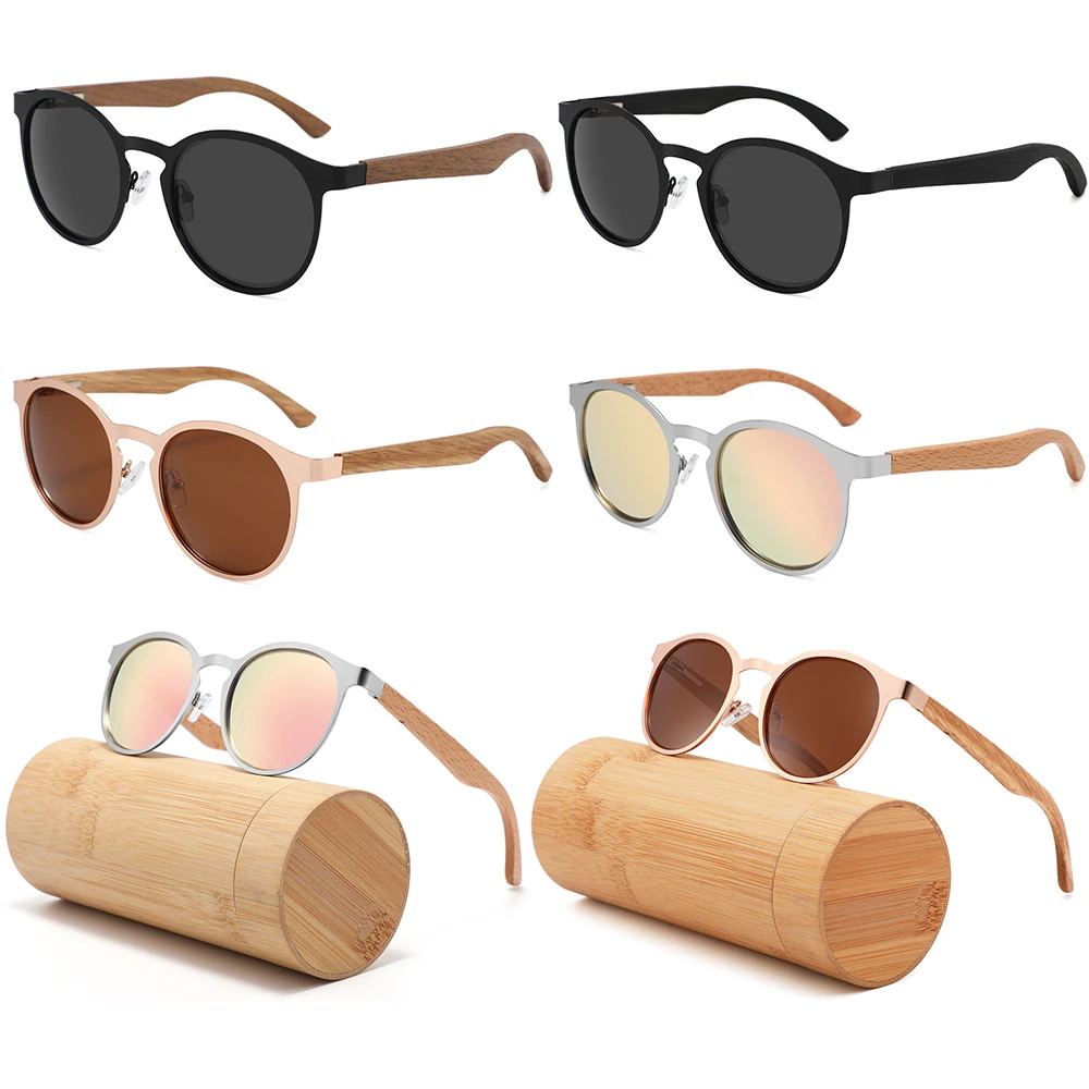 

New Trending polarized wooden eco friendly custom logo round bamboo sunglasses 2022 2023