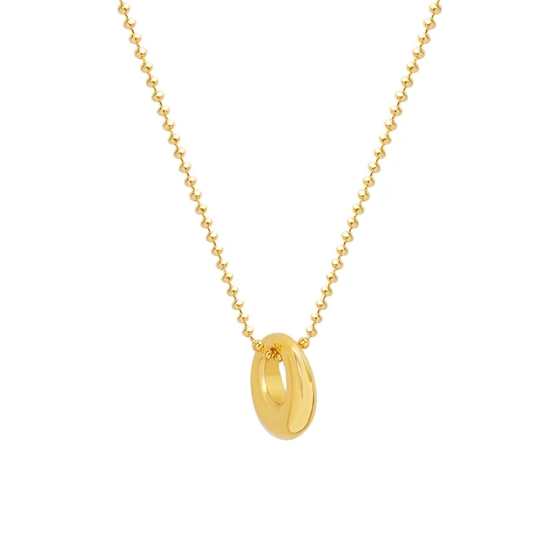 

Simple oval pendant necklace with 18K gold clavicle pendant in stainless steel
