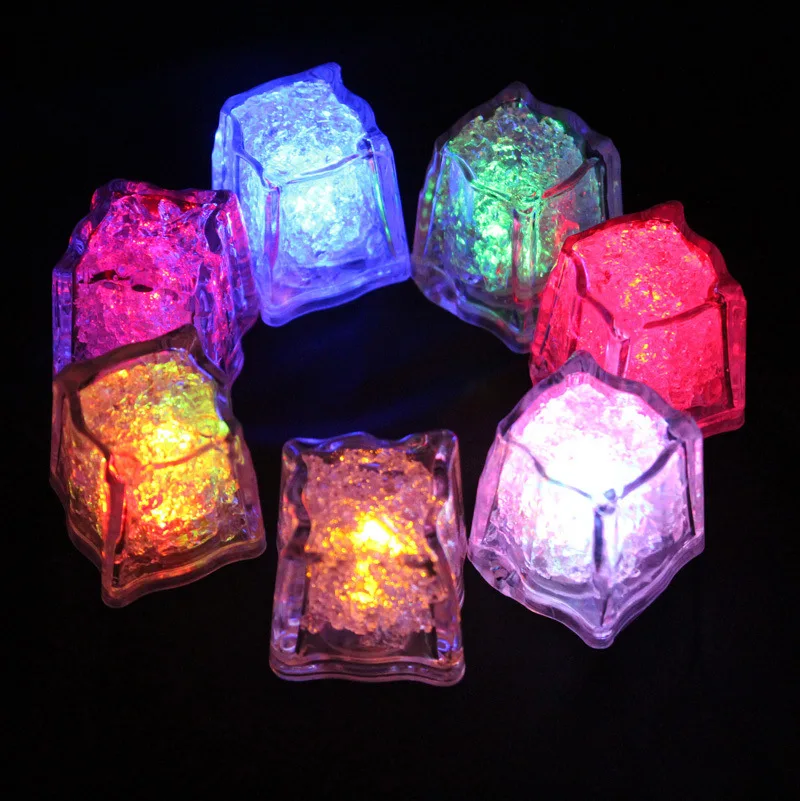 
Bar Pubs Decor Flashing Led Party Square Color Changing Water Activated Plastic LED Ice Cubes Light 