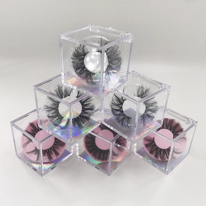 

Clear Lash Box Arrival Crystal 2020 New Dramatic Mink for 25mm 27mm Mink Fur Hand Made black square lipstick