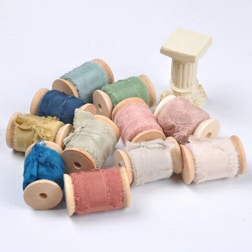 

wholesale hand made custom pure color raw edge silk chiffon ribbon, Customized color