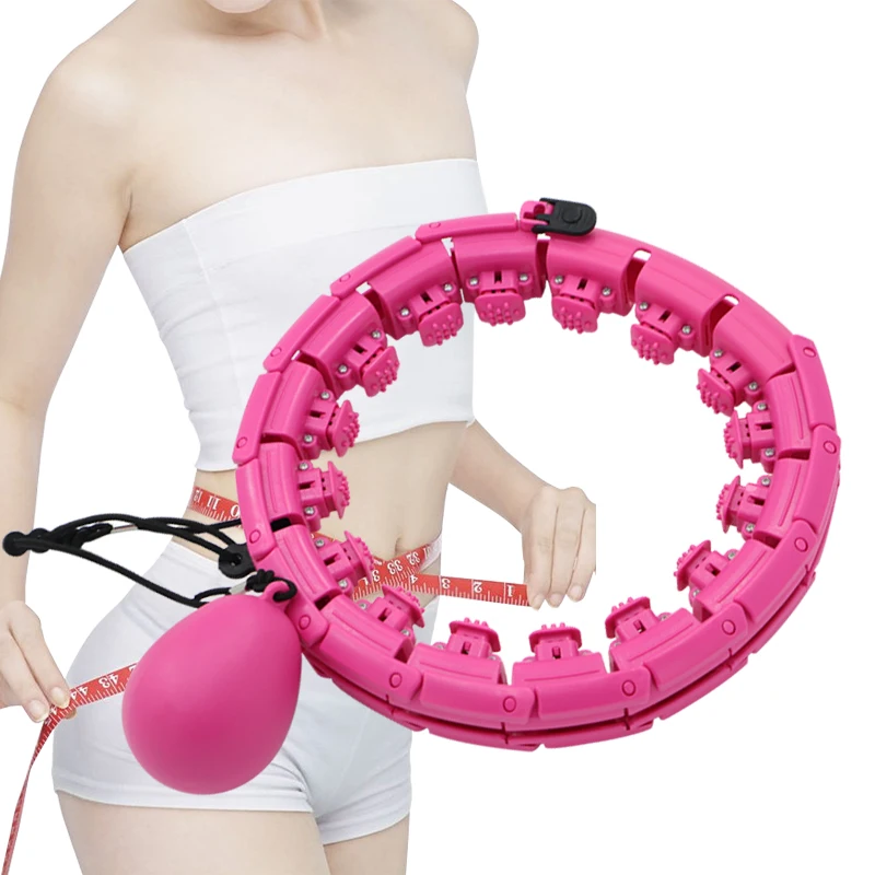 

High quality detachable slimming body weighted ring plastic hoola hoops for fitness training, Pink, purple,