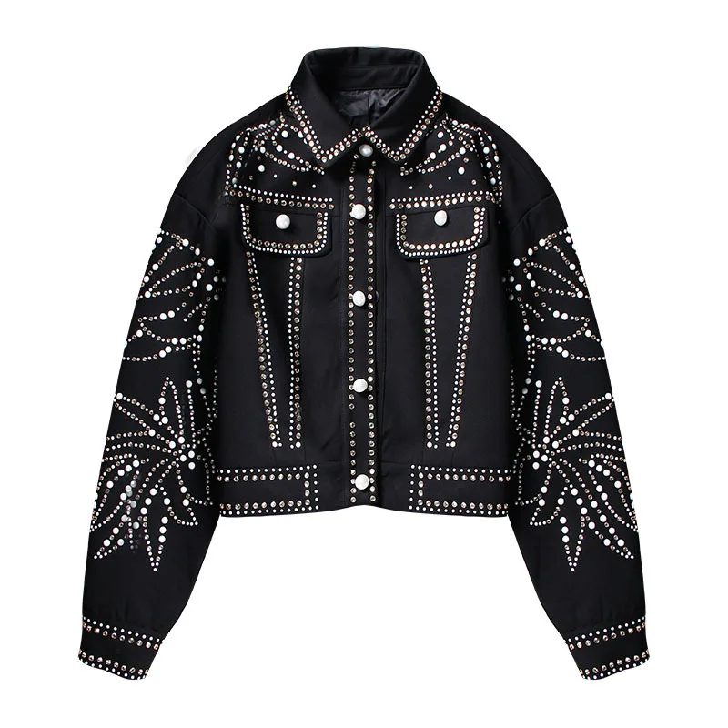 Elegant Latest Design Long Sleeve Black Rhinestone Women Jacket Buy