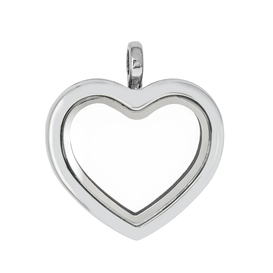 

30mm Heart Silver Floating Memory Charms Locket Necklace Pendant Women Jewelry Photo Glass Locket Pendant Wholesale