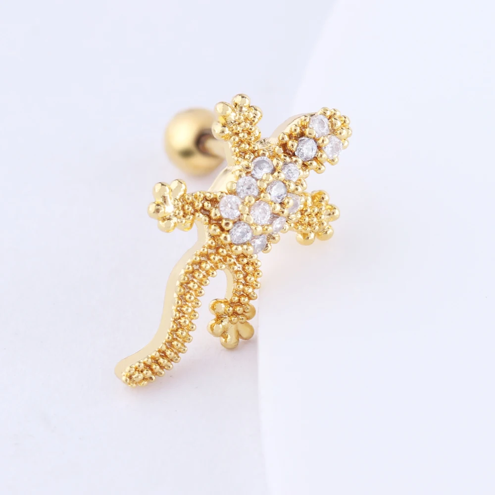 

Fashion Jewelry Cute Design CZ Zircon Animal Shaped Gold Earrings For Women