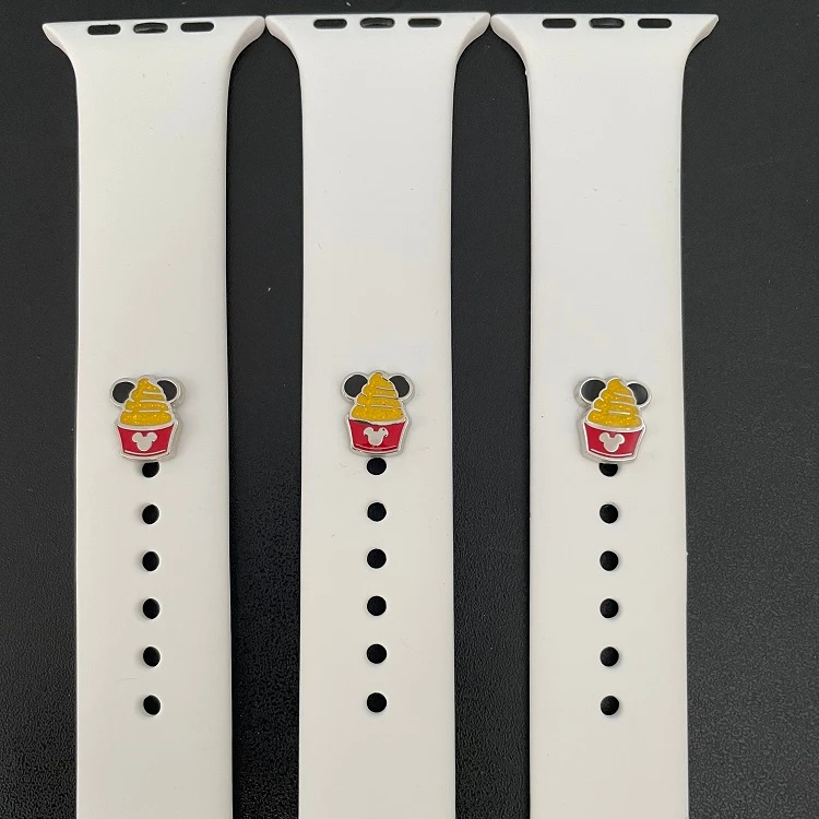 

Zinc Alloy Watch Band Charms Disny Decorative Buttons On Silicone Band Customed Charms For iWatch Series, Optional