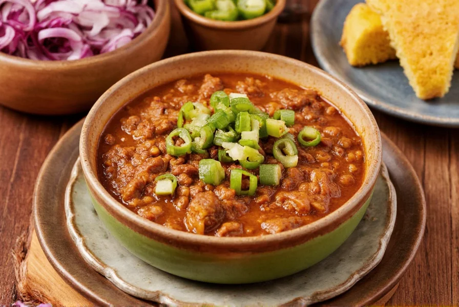 Pork and green chili with cornbread in New Mexican style