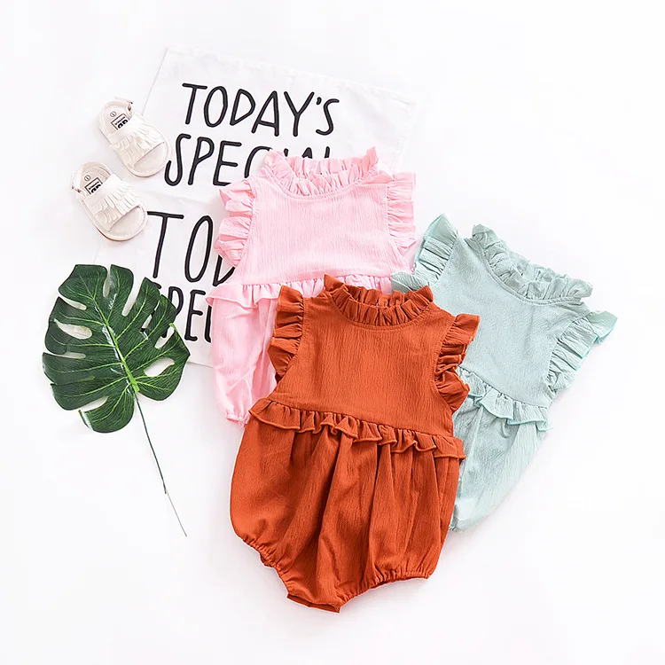 

Toddler Ruffle Sleeveless Chiffon Romper Newborn Baby Girls Clothes Vintage Princess Girls Kid Baby Jumpsuit Baby Bodysuits, Photo showed and customized color