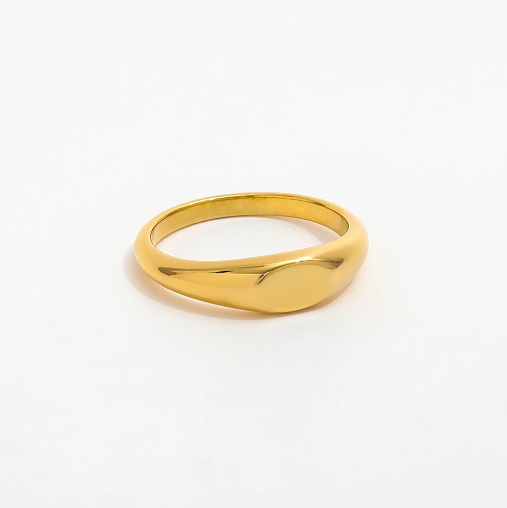 High End 18K Gold Plated Simple Geometric Rings Stainless Steel Rings Trendy Jewelry