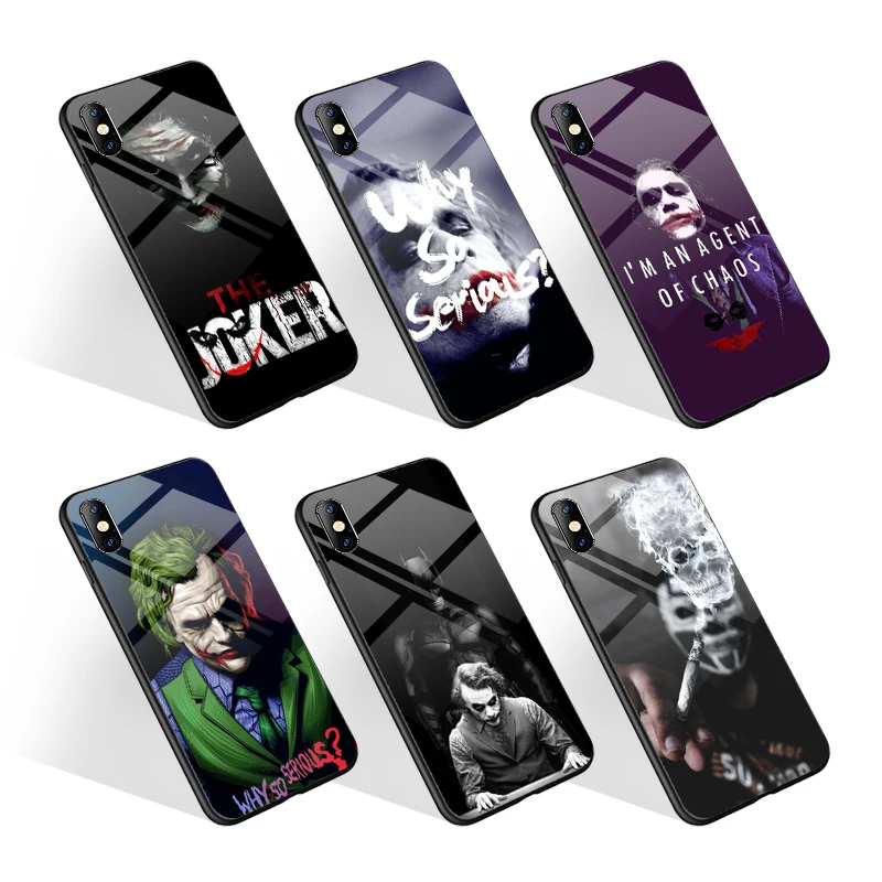 

Custom Print Movie Joker shockproof Glass Phone Case for Samsung A30 A70 S10 S20 Back Cover for iPhone 12 XS 11 Case, Multiple