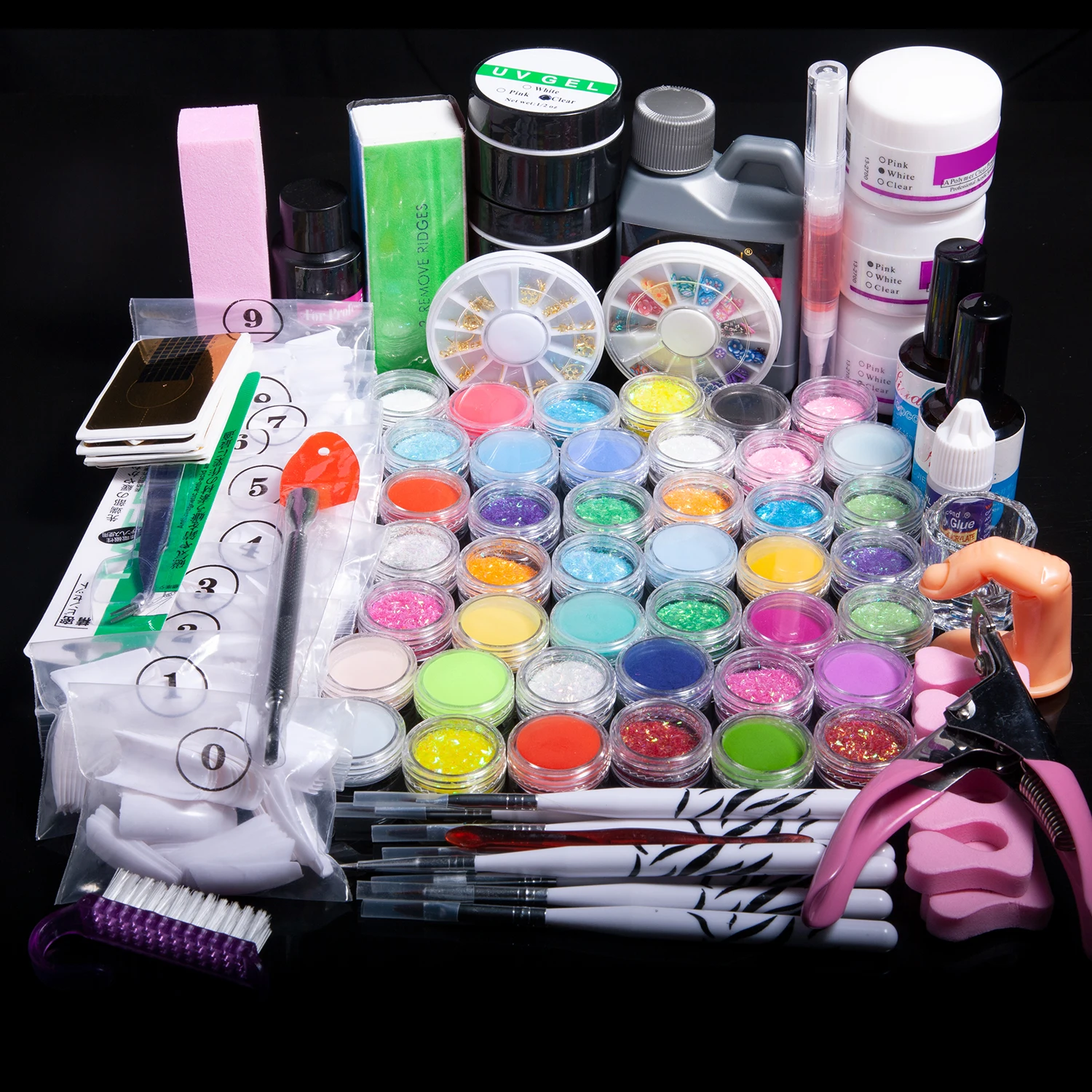 

FIVEART Acrylic powder UV GEL French Nail Top Coat Base Coat Tweezer Cuticle Fork Zebra Bush Dotting Pen 42 Colors For Lady